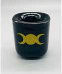 Triple Moon Black Ceramic Holder