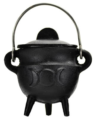 Triple Moon Cast Iron Cauldron W/Lid 2 3/4"