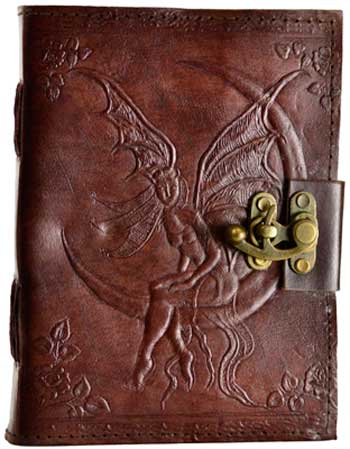 Fairy Moon Leather Blank Book W/ Latch
